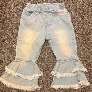 Kids Light Blue Ruffle Denim Pants